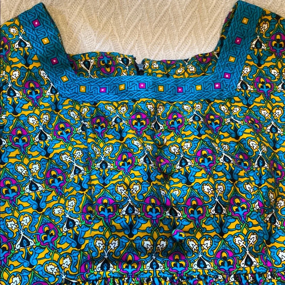 Handmade Long Sleeved Floral Geometric Bohemian Maxi Dress Vibrant Hippie - Picture 7 of 13